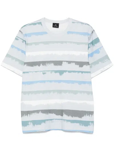 Ps By Paul Smith Drip Stripe-print T-shirt In Blue