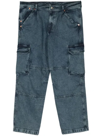 Ps By Paul Smith Drop-crotch Cargo Jeans In Blue