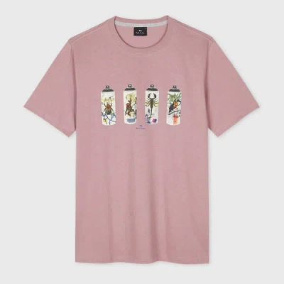 Ps By Paul Smith Dusky Pink 'spray Cans' Print T-shirt Purple