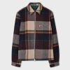 Ps By Paul Smith Ecru And Burgundy Check Wool-blend Harrington Jacket White In White