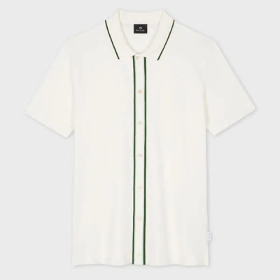 Ps By Paul Smith Ecru Button-front Stretch-cotton Polo Shirt White