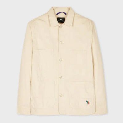 Ps By Paul Smith Ecru Cotton-linen 'broad Stripe Zebra' Work Jacket White
