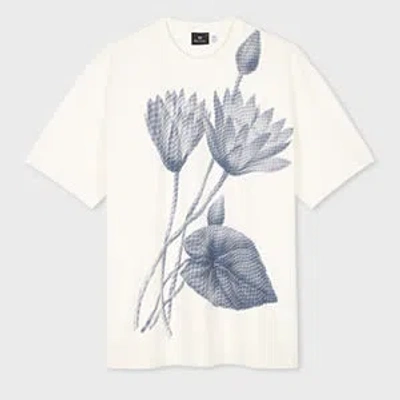 Ps By Paul Smith Ecru 'half Tone Floral' Print T-shirt White