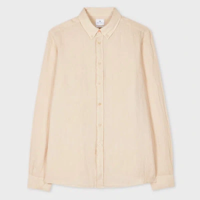 Ps By Paul Smith Ecru Linen Button-down Collar Shirt Brown