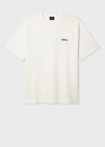 Ps By Paul Smith Ecru Logo Embroidery Cotton T-shirt White