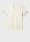 Ps By Paul Smith Ecru Lyocell-cotton Floral Trim Short-sleeve Shirt White