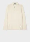 Ps By Paul Smith Ecru Marl Cotton-linen Zip-neck Sweatshirt White In White