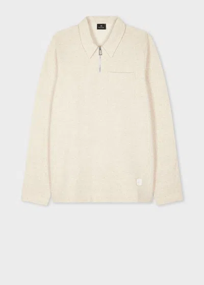 Ps By Paul Smith Ecru Marl Cotton-linen Zip-neck Sweatshirt White