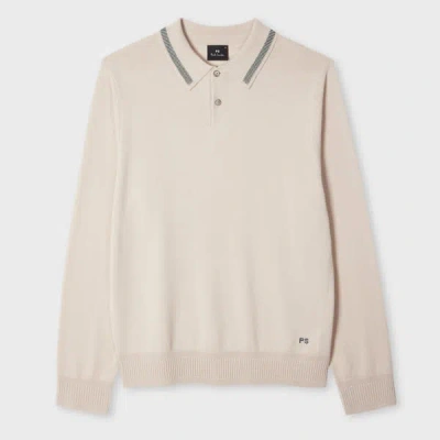 Ps By Paul Smith Ecru Merino Wool Knitted Polo Shirt White