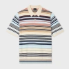 Ps By Paul Smith Ecru Multi-stripe Merino Wool Polo Shirt White In White