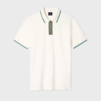 Ps By Paul Smith Ecru Polo Shirt With Stripe Tipping White