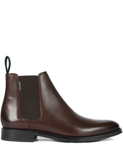 Ps By Paul Smith Elastic-sided Leather Chelsea Boots In Brown