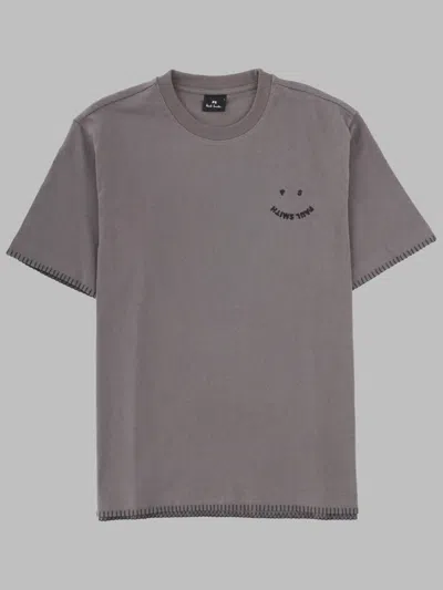 Ps By Paul Smith Embroidered Logo Crewneck T-shirt In Gray