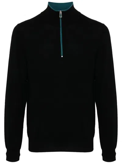 Ps By Paul Smith Embroidered Logo Merino Jumper In Black
