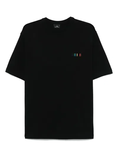 Ps By Paul Smith Embroidered-logo T-shirt In Black