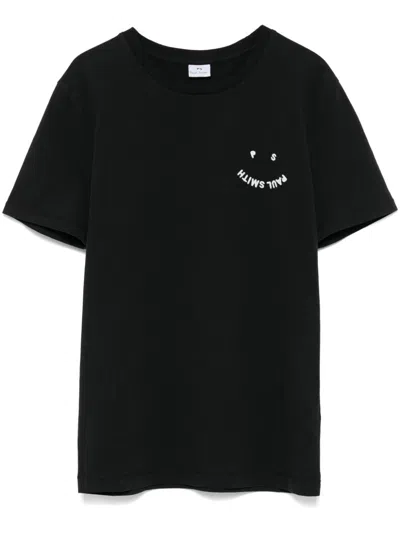 Ps By Paul Smith Embroidered-logo T-shirt In Black