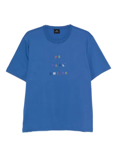 Ps By Paul Smith Embroidered Organic-cotton T-shirt In Green