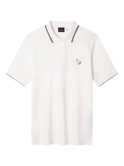 Ps By Paul Smith Embroidered-tipped Polo Shirt In White