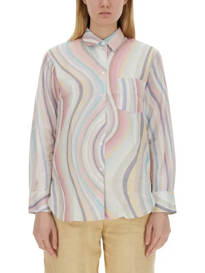 Ps By Paul Smith Swirl-print Poplin Shirt In Multicolour