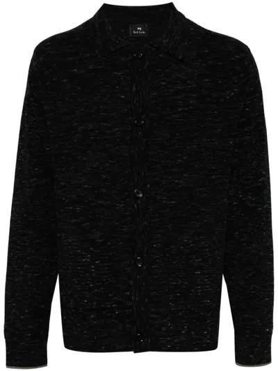 Ps By Paul Smith Fine-knit Spread-collar Cardigan In Grey