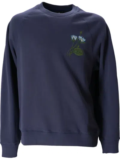 Ps By Paul Smith Floral-embroidered Sweatshirt In Blue