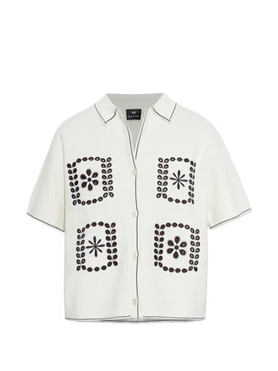 Ps By Paul Smith Floral-embroidery Shirt In Yellow
