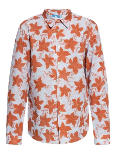 Ps By Paul Smith Floral-print Button-up Shirt In Orange