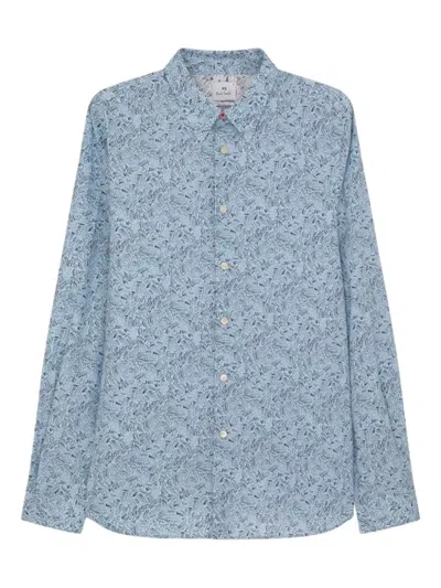 Ps By Paul Smith Floral-print Shirt In Blue