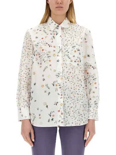 Ps By Paul Smith Ps Paul Smith Floral Print Shirt In White