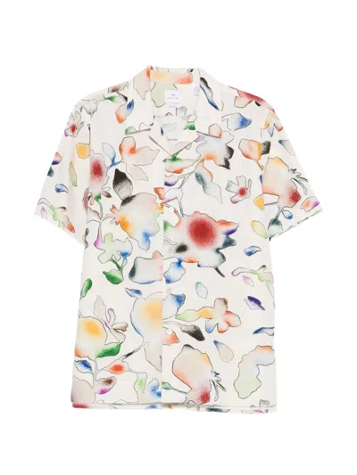 Ps By Paul Smith Floral-print Short-sleeve Shirt In White