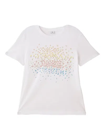 Ps By Paul Smith Floral-print T-shirt In White