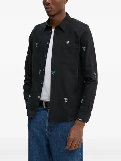 Ps By Paul Smith Flower-embroidered Shirt In Animal Print