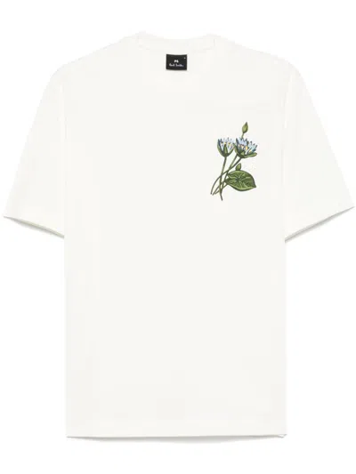 Ps By Paul Smith Ecru Small 'flower' Print T-shirt White