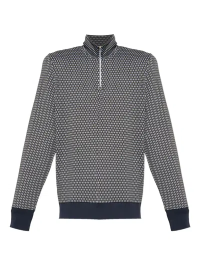 Ps By Paul Smith Geometric-pattern Half-zip Sweatshirt In Gray