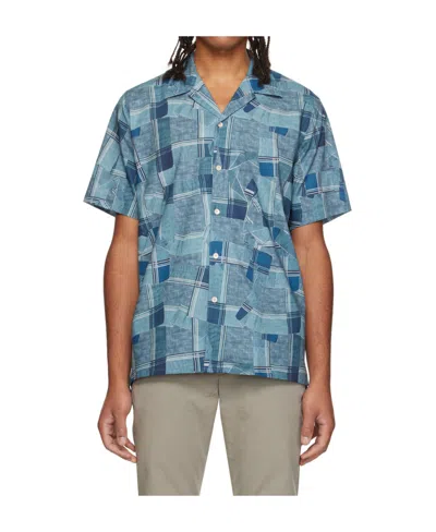 Ps By Paul Smith Geometric-pattern Short-sleeve Shirt In Blue