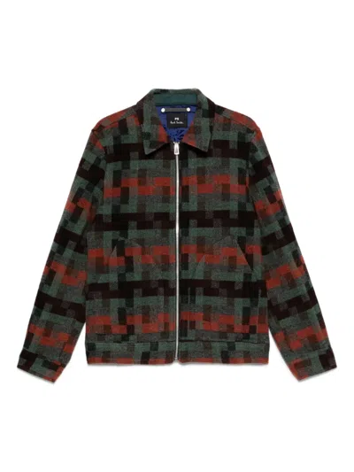PS BY PAUL SMITH GEOMETRIC-PATTERN WOOL JACKET