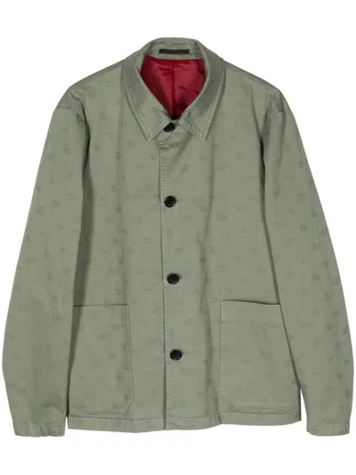 Ps By Paul Smith Patterned-jacquard Cotton Shirt Jacket In Verde