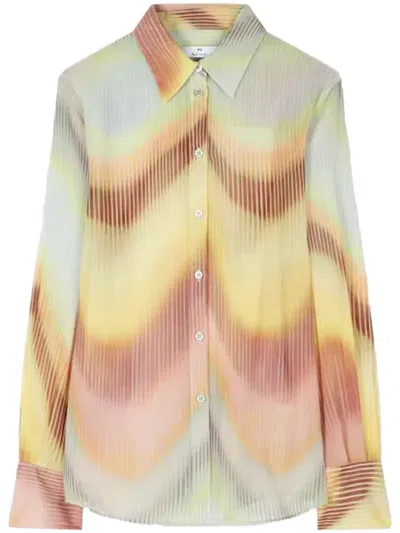 PS BY PAUL SMITH GRADIENT WAVE-PRINT GEORGETTE SHIRT