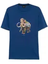 Ps By Paul Smith Dark Indigo 'graffiti Mammoth' Print T-shirt Blue In Blue