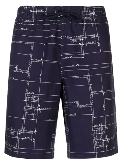 Ps By Paul Smith Graphic-print Cotton Shorts In Blue