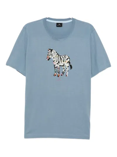 Ps By Paul Smith Graphic-print Cotton T-shirt In Blue