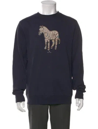 Pre-owned Ps By Paul Smith Graphic Print Crew Neck Sweatshirt In Blue