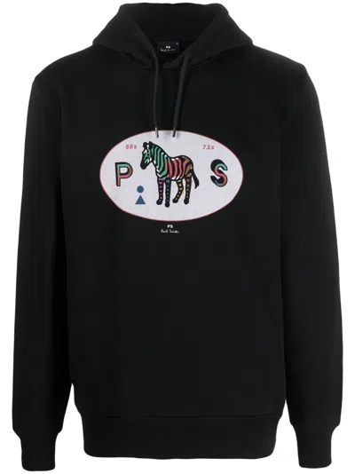 Ps By Paul Smith Graphic-print Hoodie In Schwarz