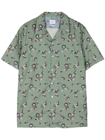 Ps By Paul Smith Graphic-print Organic Cotton Shirt In Green
