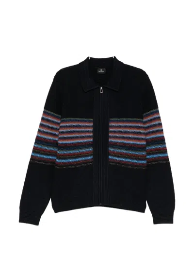 Ps By Paul Smith Graphic-print Zip-up Cardigan In Black
