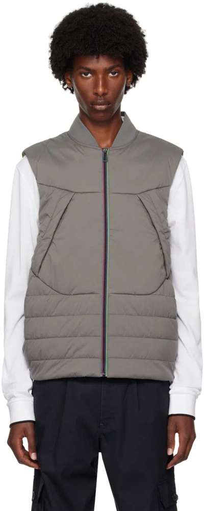 Ps By Paul Smith Gray Paneled Vest In 75 Greys