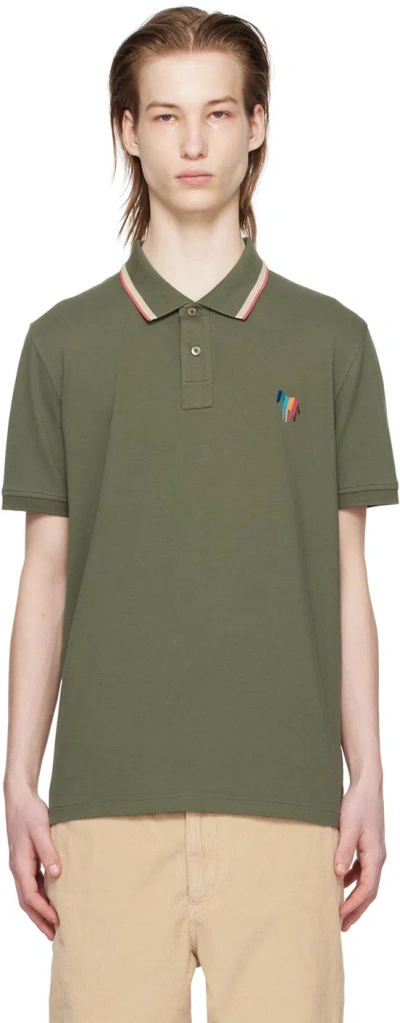 Ps By Paul Smith Green Broad Stripe Zebra Polo In 38b Greens