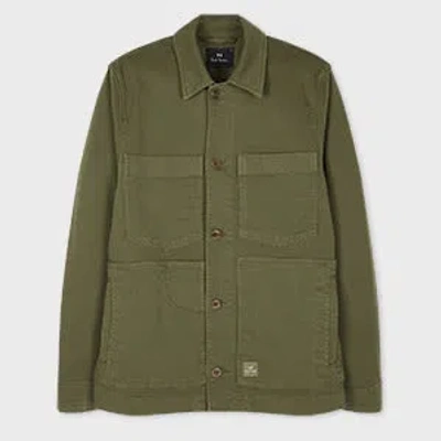 Ps By Paul Smith Green Garment-dyed Organic Cotton Work Jacket