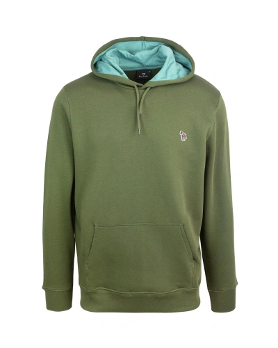 Ps By Paul Smith Green Hooded Sweatshirt With Logo Patch In 35cmilitary_green