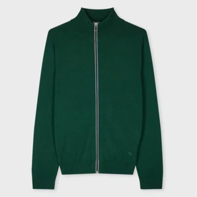 Ps By Paul Smith Green Merino Wool Zip Cardigan
